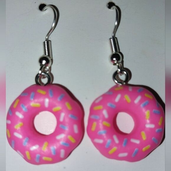 Hand crafted doughnut dangle earrings - Picture 6 of 7